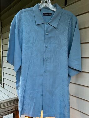 Milano Bay Jacquard Floral Embossed Men’s Resort Wear Woven Shirt, Size XL.